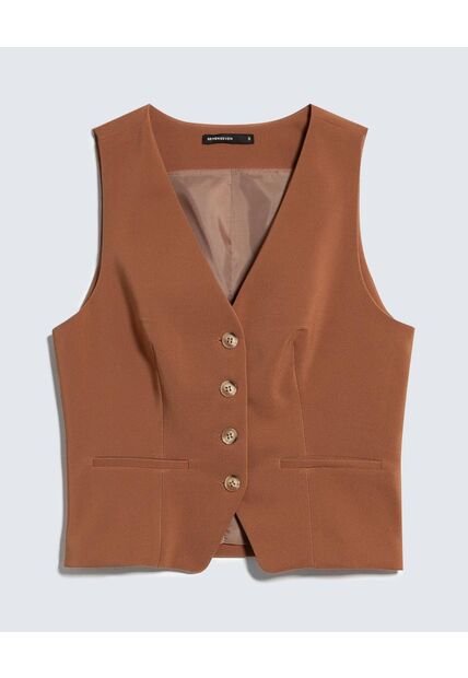Chaleco Para Mujer Plano Color Camel Marca Seven Seven #28250132
