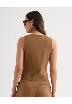 Chaleco Para Mujer Plano Color Camel Marca Seven Seven #28250132