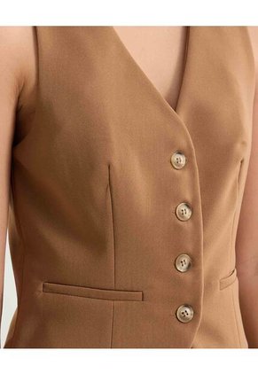 Chaleco Para Mujer Plano Color Camel Marca Seven Seven #28250132