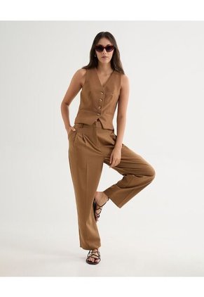 Chaleco Para Mujer Plano Color Camel Marca Seven Seven #28250132