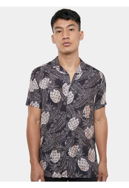 Camisa Para Hombre Manga Corta  Color Negro Marca Seven Seven #45011695