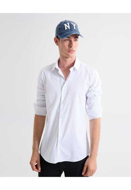 Camisa Para Hombre Manga Larga Sin Bolsillo Cuello Casual M Color Crudo Marca Seven Seven #45012113