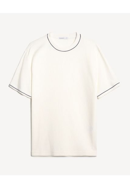 Camiseta Para Hombre Manga Corta Cuello Redondo Color Marfil Marca Seven Seven #45092718