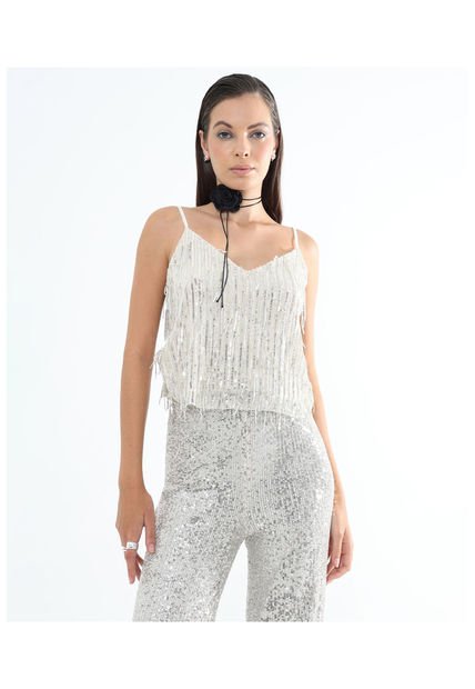 Camiseta Para Mujer Manga Sisa Color Plata Marca Seven Seven #28096021