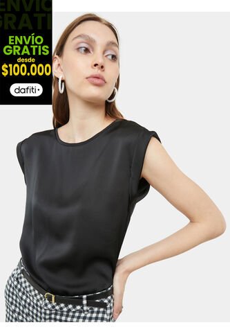 Blusa Para Mujer Manga Corta Color Negro Marca Seven Seven #28123301 Seven Seven