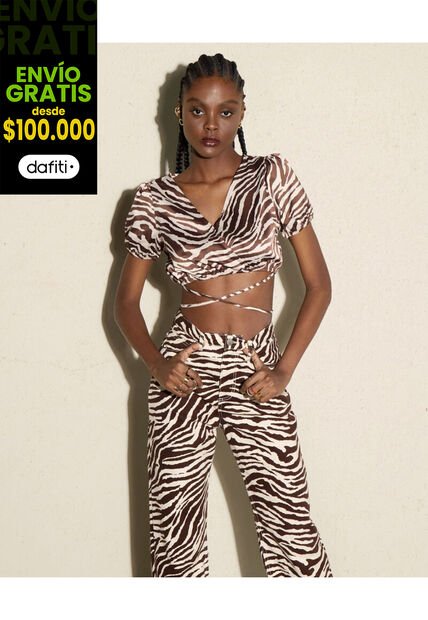 Blusa Para Mujer Manga Corta Color Cafe  Marca Seven Seven #28123693