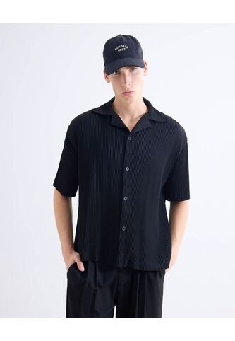 Camisa  Para Hombre Manga Corta Sin Bolsillo Cuello Resort Color Negro Marca Seven Seven #45012200 Seven Seven