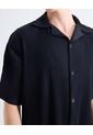 Camisa Resort Plisada  Para Hombre Negro Seven Seven de Seven Seven