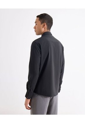 Camisa  Para Hombre Manga Larga Sin Bolsillo Cuello Casual M Color Negro Marca Seven Seven #45012213