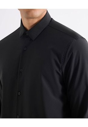 Camisa  Para Hombre Manga Larga Sin Bolsillo Cuello Casual M Color Negro Marca Seven Seven #45012213