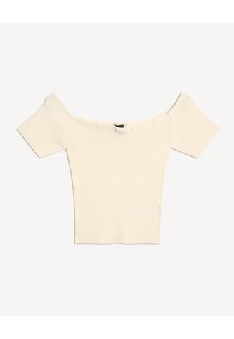 Camiseta Tipo Off Shoulder  Para Mujer Crema Seven Seven Seven Seven