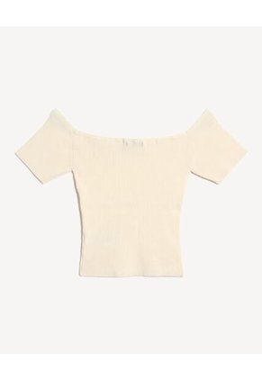 Camiseta Tipo Off Shoulder  Para Mujer Crema Seven Seven