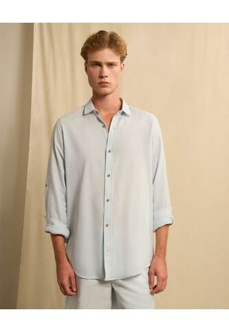 Camisa  Para Hombre Manga Larga Sin Bolsillo Cuello Casual M Color Azul Marca Seven Seven #45012207 Seven Seven