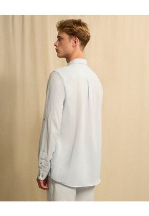 Camisa  Para Hombre Manga Larga Sin Bolsillo Cuello Casual M Color Azul Marca Seven Seven #45012207