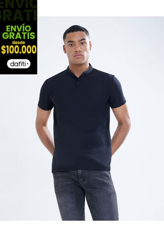 Polo Para Hombre Cuello Mao  Color Negro Marca Seven Seven #45110792 Seven Seven