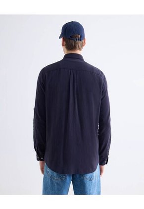 Camisa  Para Hombre Manga Larga Sin Bolsillo Cuello Casual M Color Azul Marca Seven Seven #45012206