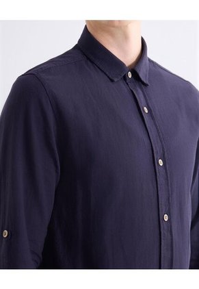 Camisa  Para Hombre Manga Larga Sin Bolsillo Cuello Casual M Color Azul Marca Seven Seven #45012206