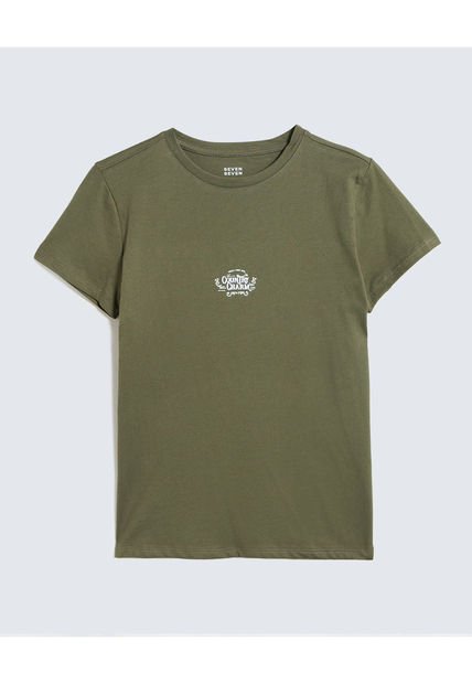 Camiseta Para Mujer Manga Corta Color Verde  Marca Seven Seven #28096082