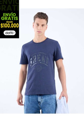 Camiseta Para Hombre Manga Corta Color Azul Oscuro Marca Seven Seven #45092628 Seven Seven