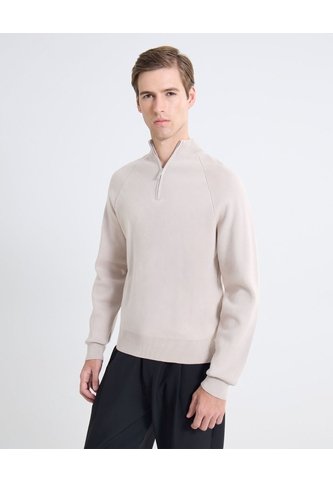 Saco Tejido Half Zipper  Para Hombre Beige Seven Seven Seven Seven