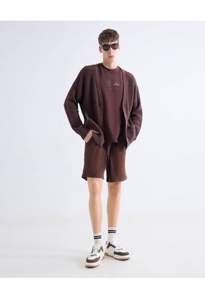 Saco  Para Hombre Cardigan Color Café Marca Seven Seven #45330266