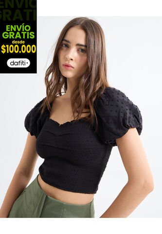 Blusa Para Mujer Manga Corta Color Negro Marca Seven Seven #28124004 Seven Seven