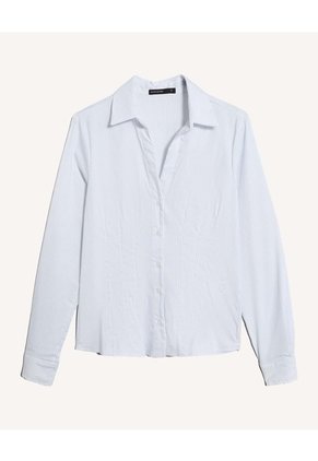 Blusa Camisera Popelina Soft Para Mujer Celeste Seven Seven