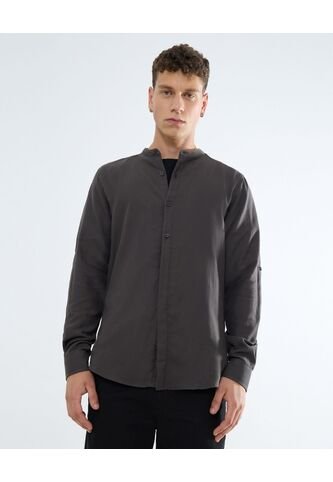 Camisa Cuello Mao  Para Hombre Verde Seven Seven Seven Seven