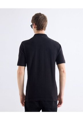 Polo  Para Hombre Cuello Tejido Sin Bolsillo Color Negro Marca Seven Seven #45110919