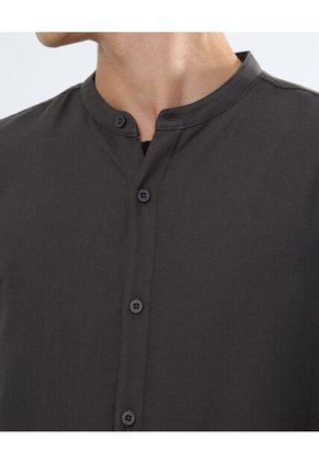 Camisa Cuello Mao  Para Hombre Verde Seven Seven