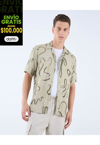 Camisa Para Hombre Manga Corta  Color Verde Claro Marca Seven Seven #45012092 Seven Seven