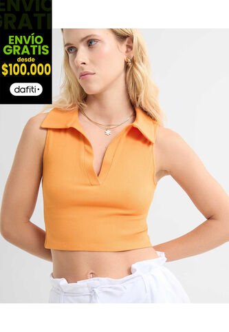 Camiseta Para Mujer Manga Sisa Color Naranja Marca Seven Seven #28096152 Seven Seven