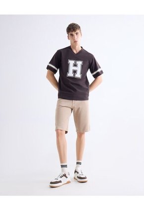 Camiseta  Para Hombre Manga Corta Cuello V Color Café Marca Seven Seven #45092850