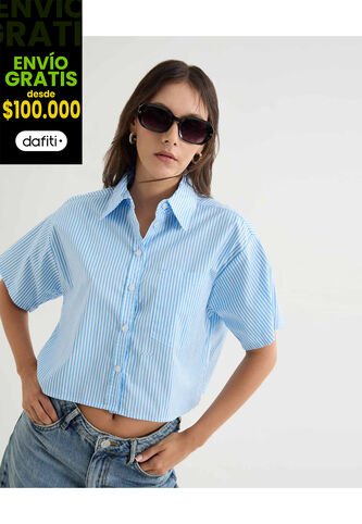 Blusa Para Mujer Manga Corta Color Azul Claro Marca Seven Seven #28124010 Seven Seven