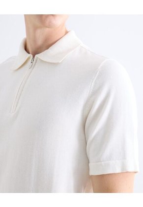 Polo  Para Hombre Cuello Tejido Sin Bolsillo Color Hueso Marca Seven Seven #45110918