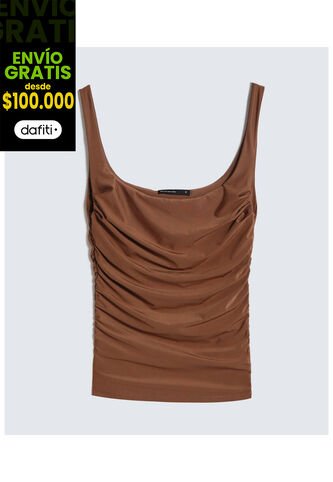 Camiseta Para Mujer Manga Sisa Color Cafe Oscuro Marca Seven Seven #28096127 Seven Seven