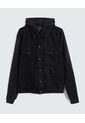 Chaqueta Trucker Con Capota  Para Hombre Negro Seven Seven de Seven Seven