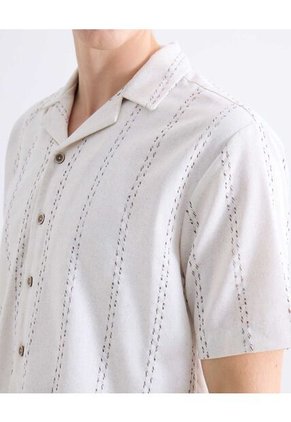 Camisa Resort Texturizada  Para Hombre Marfil Seven Seven