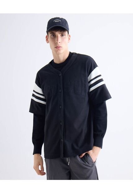 Camisa  Para Hombre Sobrecamisa Manga Corta Color Negro Marca Seven Seven #45012224