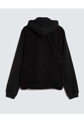 Chaqueta Trucker Con Capota  Para Hombre Negro Seven Seven