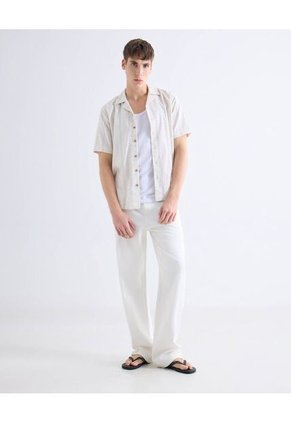 Camisa Resort Texturizada  Para Hombre Marfil Seven Seven