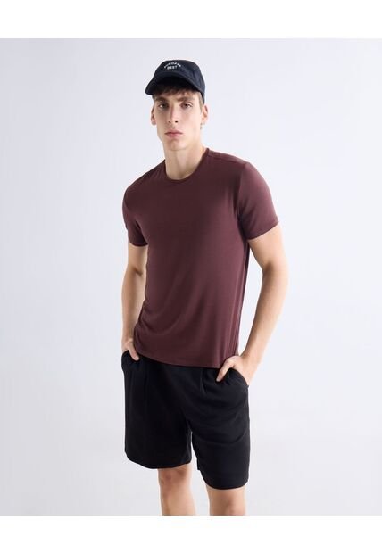 Camiseta  Para Hombre Manga Corta Cuello Redondo Color Vino Marca Seven Seven #45092844