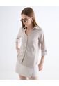 Blusa Rústica Con Bolsillo  Para Mujer Beige Seven Seven de Seven Seven