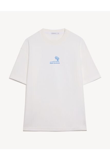 Camiseta Relaxed Estampado Chill  Para Hombre Blanco Seven Seven