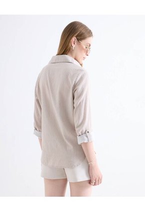 Blusa Rústica Con Bolsillo  Para Mujer Beige Seven Seven