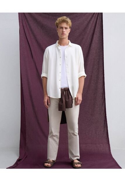 Pantalón Straight 5 Bolsillos  Para Hombre Beige Seven Seven