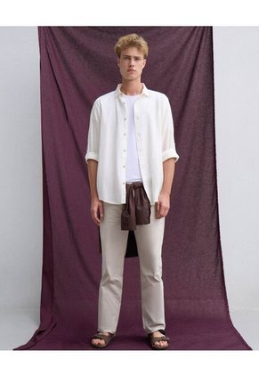 Pantalón Straight 5 Bolsillos Para Hombre Beige Seven Seven