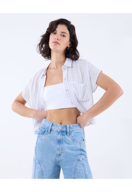 Blusa Para Mujer Manga Corta Color Marfil Marca Seven Seven #28123975