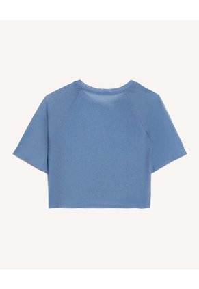 Camiseta Crop Deportiva En Mesh  Para Mujer Azul Seven Seven