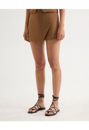 Short Para Mujer Multiusos Plano Color Camel Marca Seven Seven #28191082